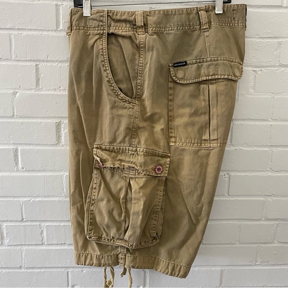 Rocawear Mens Heavy Khaki Tan Cargo Shorts w/Drawstrings size 36 - Picture 5 of 12
